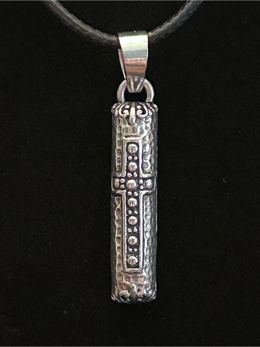 JTV Artisans of Bali 925 Sterling Silver Beaded Cross Pendant Necklace w/Cord